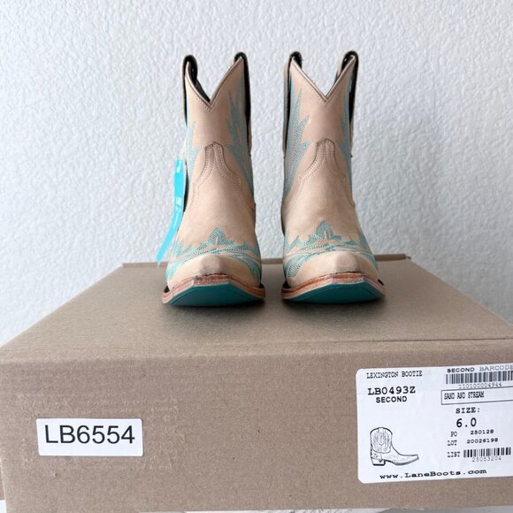 Lane LEXINGTON Womens Cowboy Bootie Sz 6 Sand and Stream Western Cowgirl Boots - Picture 12 of 13